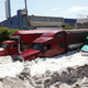 Trucks are buried in ice after a heavy storm of rain and hail which affected some areas of Guadalajara